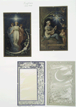 Christmas cards depicting angels, stars, women, the moon and decorative designs.