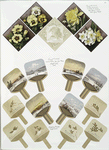 Christmas and New Year cards depicting flowers, fans, landscapes, winter and birds.