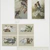 Easter cards depicting birds, flowers, eggs and the moon.