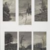 Christmas cards oriented vertically, printed in black and white, depicting landscapes.