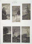 Christmas cards oriented vertically, printed in black and white, depicting landscapes.