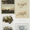 Birthday, Christmas, and New Year cards depicting cows, sheep, flowers in baskets, tree branches, sunsets, landscapes and a church.