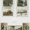Birthday cards depicting people and seasonal landscapes.