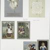 Christmas and Easter cards depicting a lamb, a cross, butterflies, children, sleds, swings, dogs and birds.
