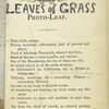 Leaves of grass. Proto-Leaf