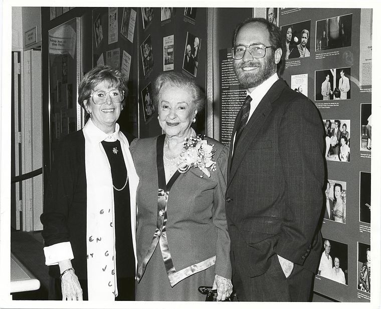 Betty L. Corwin, Lucille Lortel, and Robert Marx at the celebration for the newly named Lucille Lortel Room, Theatre on Film and Tape, The Billy Rose Theatre Collection,1990; © Chase Roe.