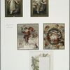 Christmas and New Year cards depicting young girls with flowers; Santa Claus on a bicycle, with reindeer trailing, and a rabbit; Santa Claus on the phone with several children