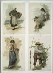 Girl with Basket on Back; Girl Seated on Mossy Bank; Girl with Dish of Berries; Barefoot Boy Picking Berries.
