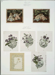 Christmas and Easter cards depicting children with toys, and flowers.
