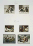 Christmas cards depicting children with bear, rabbits, and birds; children with toys.