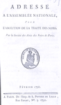 Adresse a Assemblée Nationale pour, l'Abolition de la traite des noirs.