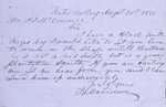 Davidson, F. L., Note from Davidson of Water Valley, offering his slave blacksmith for hire. Top reads "Water Valley August 23, 1861..."