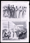 Marriage of a Colored soldier at Vicksburg by Chaplain Warren of the Freedmen's Bureau; Scene in front of Washington Hotel, Vicksburg, Mississippi.
