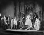 Scene from "Elizabeth the Queen" (by Maxwell Anderson), NYC: Guild Theatre, 1930. Setting by Lee Simonson. Lynn Fontanne as Elizabeth and Alfred Lunt as Earl of Essex.