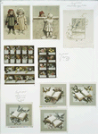 Christmas, Easter, New Year and text cards depicting young girls, winter, a bird, flowers, leaves, butterflies, books and clover.