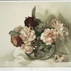 Red and pink roses in bowl.