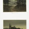 Two prints entitled 'Glimpse of the sound' and 'Evening twilight.'