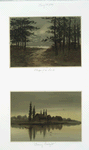 Two prints entitled 'Glimpse of the sound' and 'Evening twilight.'