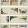 Easter cards depicting landscapes, clover, bees, flowers, crowns, crosses, trees, birds and decorative designs