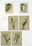Birthday, Christmas and Easter cards depicting girls, holly, mail and flowers.