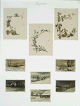 Cards depicting winter landscapes, leaves, and branches.