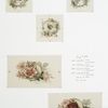 Valentines and birthday cards depicting young girls surrounded by flower garlands; flowers with moon