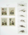 Christmas cards depicting birds and rabbits, singing, dancing, and playing music; cards with flowers.