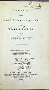 Narrative of the adventures and escape of Moses Roper from American slavery
