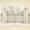 Wrought iron driveway gates and railing. [Plate 302-N].