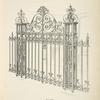 Wrought iron gates and railing with posts. [Plate 309-N].