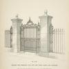 Wrought iron pedestrian gate, with side panels, railing and standards. [Plate 310-N].