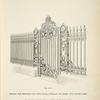 wrought iron pedestrian gate, with railing, standards and braces; with electric globes. [Plate 311-N].