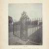 Wrought iron driveway gates and railing with gate posts. [Plate 312].