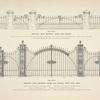 Wrought iron driveway gates and railing. [Plate 328-N]. ; Wrought iron driveway gates and railing, with gate posts. [Plate 329-N].