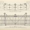 Wrough iron driveway gates and railing. [Plate 330-N].
