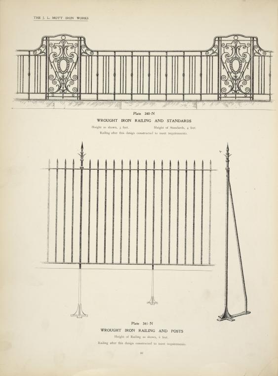 Wrought iron railing and standards. [Plate 340-N]. ; Wrought iron ...