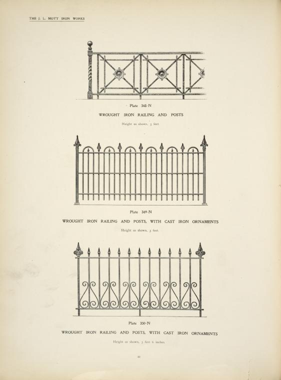 Wrought iron railing and posts. [Plate 348-N] ; Wrought iron railing ...