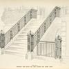 Wrought iron stoop and area railing and newel posts. [Plate 401-N].