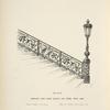 Wrought iron stair stoop railing and newel, with lamp. [Plate 407-N].