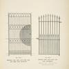 Wrought iron area gate with lock and sheet iron protector. Plates 435-N and 436-N.