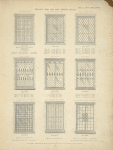 Wrought iron and wire window grilles. Plates 495-N, 496-N, 497-N, 498-N, 499-N, 500-N, 501-N, 502-N and 503-N.