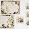 Valentines and Easter cards depicting flower garlands, cupids, butterflies, women, and love letter.
