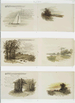 Notes from Mendelssohn; On the Sea; Farewell to the Forest [musical notation with verse and illustrations of trees and landscapes].