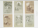 Boston Calendar 1889 : depicting lighthouse, Trinity Church, Faneuil Hall, Paul Revere's House, State House, and Public Garden.