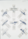 Calendar for Easter Week, in the shape of a cross, with biblical excerpts and depictions of rural and aquatic landscapes.