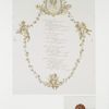 A Valentine : depicting flower garland, angels, portrait of a woman in brass frame, a love poem; seal depicting two birds kissing.