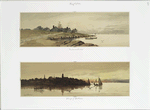 Fisherman's Houses; Glimpses of Marblehead. [Prints depicting houses along the shore, sailboats, birds flying; silhouettes of buildings at dusk, Marblehead.]