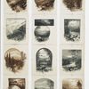 Landscapes depicting mountains, valleys, trees, rivers, railroads, trains, bridges, people in wilderness. From : The Crystal Hills, The Saco Valley, The Pemigewasset Valley.