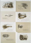 The Emerson House, Concord, Massachusetts; Lake Walden; Bit of the Concord River; North Bridge, Concord; The Alcott House, Concord; Emerson's Library. [Depictions of the home of Ralph Waldo Emerson, and lakes, rivers, and landscapes of the surrounding area.]