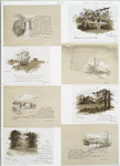 The Old Manse from the Road, Concord, Massachusetts; Concord River; House at Stockbridge; The Old Manse from the lane; Graves of Hawthorne and Thoreau, Concord, Mass; The Stockbridge Bowl, Stockbridge, Mass.  [Depictions of homes, lakes, and landscapes of Concord, and Stockbridge, Massachusetts, with verse by Nathaniel Hawthorne.]